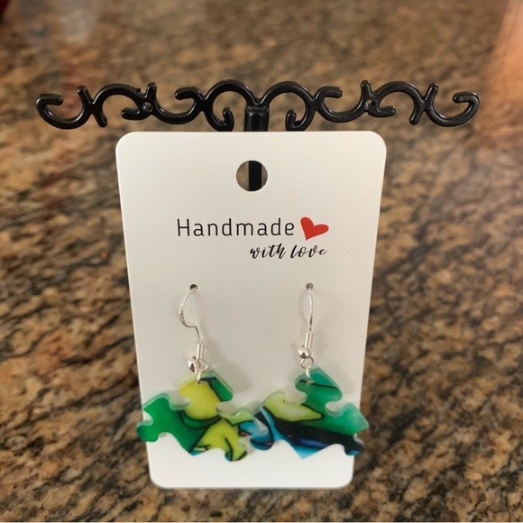 Handmade puzzle earrings - Picture 2 of 9